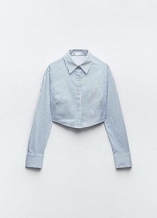 Женская укороченная рубашка в полоску zara