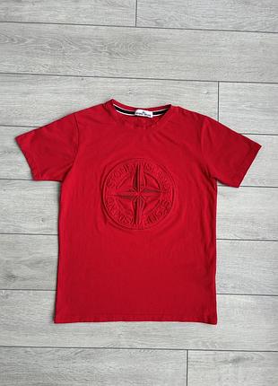Червона чоловіча футболка кежуал стон айленд stone island casual s с розмір майка