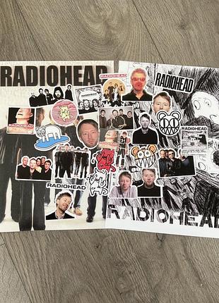 Набір наліпок+брелок+плакати з radiohead