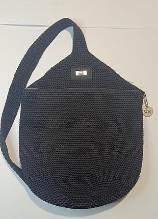 В'язаний однолямковий рюкзак the sak ручної роботи, чорний 40*30*12 см