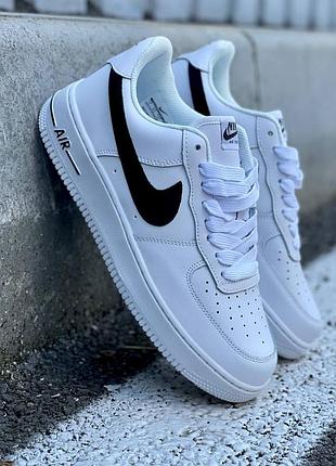 Мужские кроссовки nike air force 1'07 белые с черным кожаные кроссовки найк форс