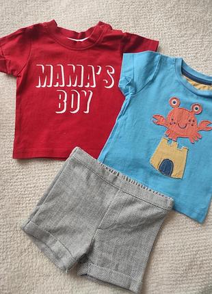Летний комплект для мальчика 3-6 мес. костюм для малюка. футболка. шорти