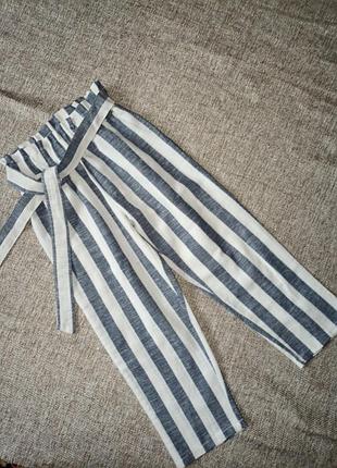 Легкие льняные брюки брюки брюки в полоску, 5-7 лет
