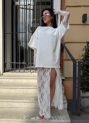 Гіпюрова спідниця з рукавичками