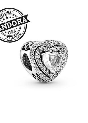 Шарм pandora оригінал сша намистина серце срібло 925 ale камні бірка пломба новий упаковка бусіна