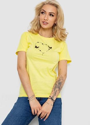 Футболка женская с принтом, цвет желтый, 238r559