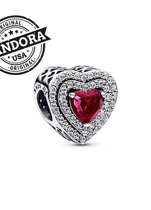 Шарм pandora оригінал сша срібло s925 ale намистина бусіна серце червоний камінь упаковка новий