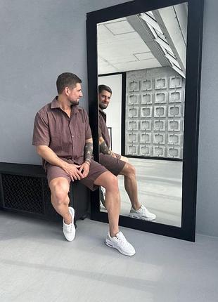 Чоловічий костюм лляний шорти плюс сорочка