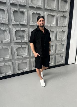 Чоловічий костюм лляний шорти плюс сорочка