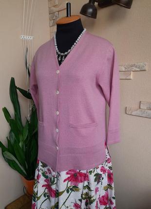 Шерстяная кофта с три четверти рукавом нежно розового цвета3 фото