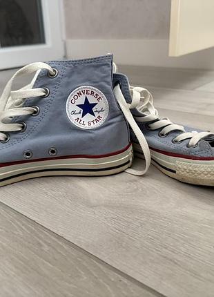 Жіночі високі кеди конверси блакитного кольору converse all star 37 розмір