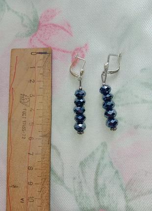 Серьги подвески женские нежные черные блестящие