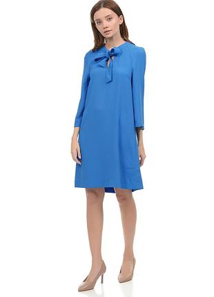 Синее деловое платье с длинным рукавом trendyol, размер s-m, новое