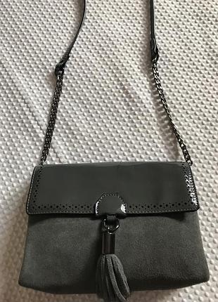 Сумка кожа замш