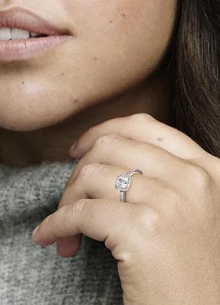 Каблучка pandora сяючий квадрат, оригінал, серебряное кольцо pandora, оригинал5 фото