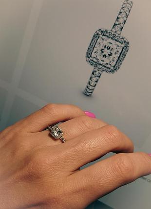 Каблучка pandora сяючий квадрат, оригінал, серебряное кольцо pandora, оригинал6 фото