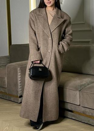 Брендовое пальто длинное мокко капучино 42-44р