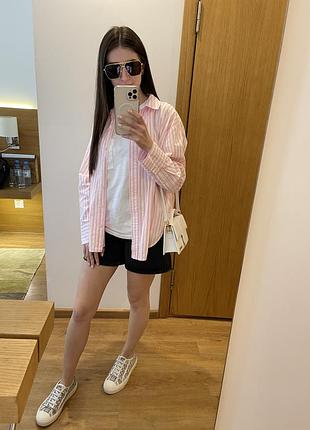 Оверсайз рожева рубашка зара zara xs s m