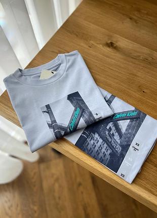 Футболка calvin klein , блакитна футболка кельвін кляйн