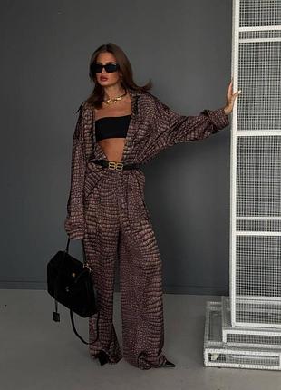 Брючний шовковий костюм баленсі преміум люкс