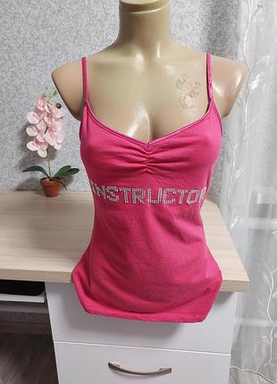 Розовая майка из коттона с стразами secret possessions.