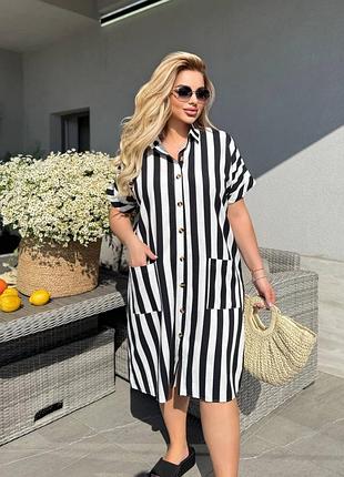 Лляна сукня в смужку