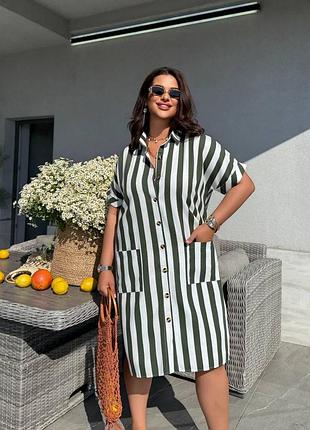 Лляна сукня в смужку