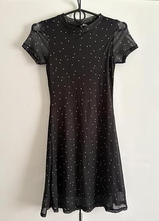 Трендова міні сукня сіточка в горох y2k