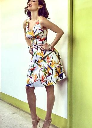 Біла тропічна бавовняна міді сукня karen millen