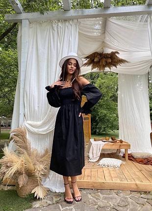 Плаття довжини міді з льону