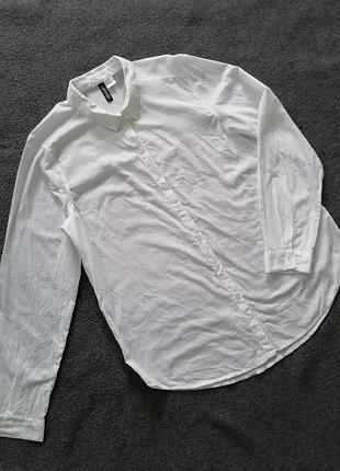 Женская белая базовая хлопковая рубашка, рубашка, блуза, блузка h&m