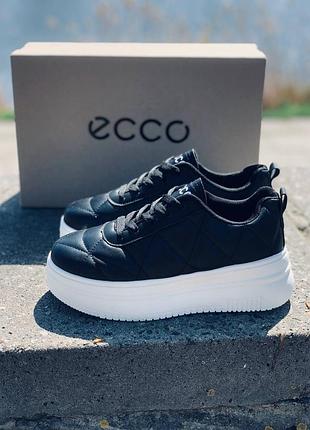 Женские кроссовкиecco/ женские кроссовки на платформе/черно-белые/экко