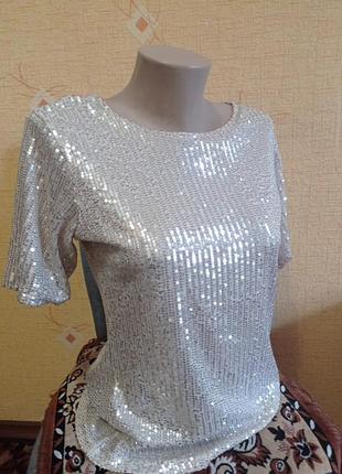 Кофта блузка в пайетки zebra,m