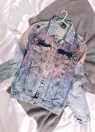 Крута джинсова куртка topshop з градієнтом xs-s-m