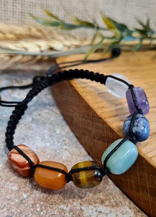 🔺🔮✨ браслет фенечка 7 чакр в стиле шамбала натуральный камень брусочки