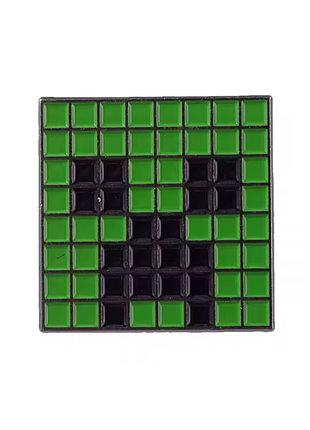 Квадратный значок майнкрафт крипер брошка minecraft creeper голова зелёный mojang стив
