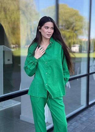 Женский льняной по там зеленый