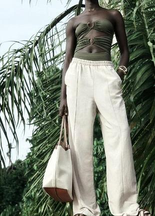 Широкі штани з льоном h&m