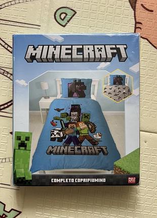 Комплект дитячої двосторонньої постільної білизни minecraft 150x200 см 100% бавовна