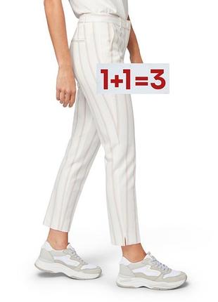 1+1=3 🎁 шикарные укороченные зауженные натуральные брюки в полоску лен от tom tailor
