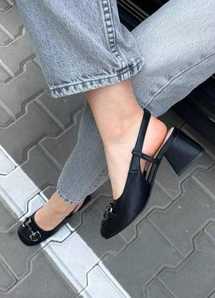 Туфли слингбеки, удобные на каблуке, с квадратным носком 💜