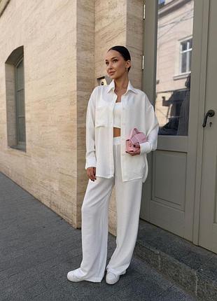 Жіночий лляний костюм трійка