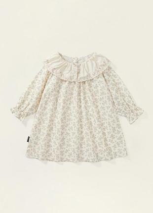 Платье детское premium icon 8453 летнее хлопковое в цветы бежевый