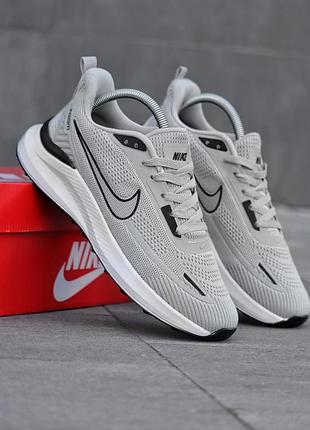 Чоловічі кросівки nike air zoom grey найк зум сірі літні сітка