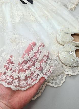 Детское праздничное платье, кружевое белое 8