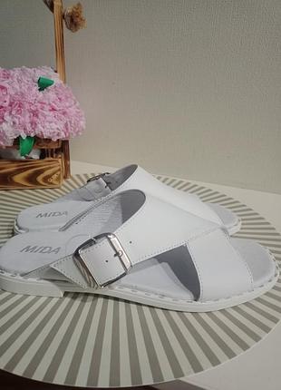 Женские шлепанцы сабо тапочки кожаные красивые легкие комфортные mida!