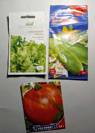 Семена томата зебра красная. цукини зеленое. салат батавия 3 пачки