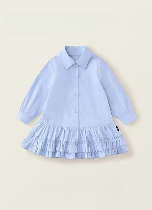 Детское платье-рубашка premium icon 7441 хлопок голубой