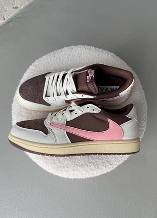Кросівки nike air jordan 1 low dark pony / pink oxford x travis Peacoat