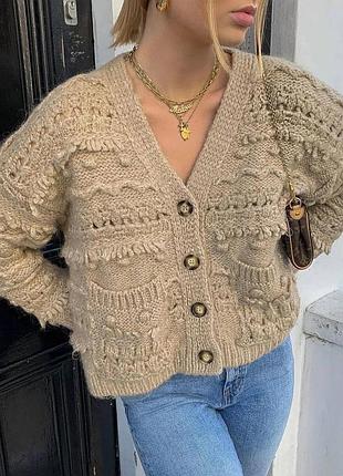 Zara стильний кардиган кофта з вовною та мохером на гудзиках вільного крою🥰